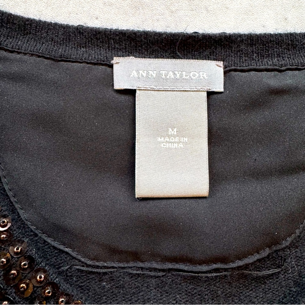 Ann Taylor Sequin Rabbit Hair Cashmere Wool Blend Cardigan With Sequins Medium - Picture 3 of 9